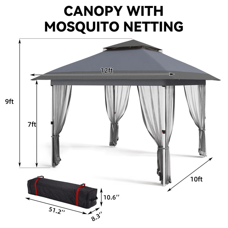 Patio extérieur en métal , 12 pi x 12 pi, Gris