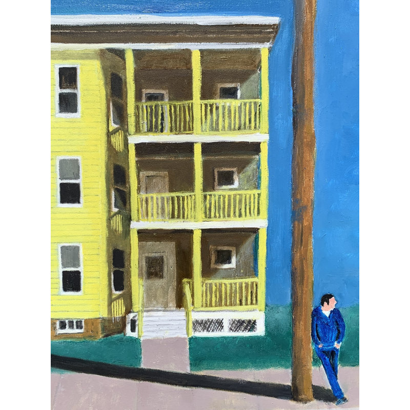 Man Waiting For A Bus Print by Sol Hartman, 32" H x 24" W, Wrapped Canvas