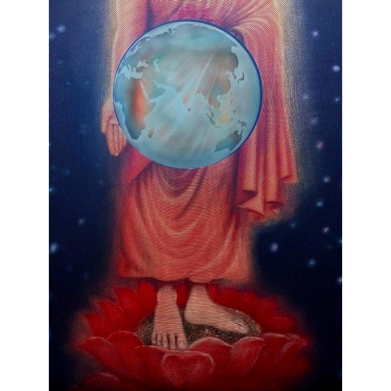 Bouddha pour la paix, peinture à l'acrylique par Ghanshyam Gupta