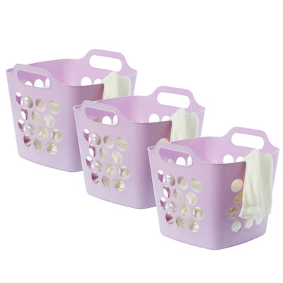 Panier à linge flexible en plastique avec poignées latérales, 3 pièces