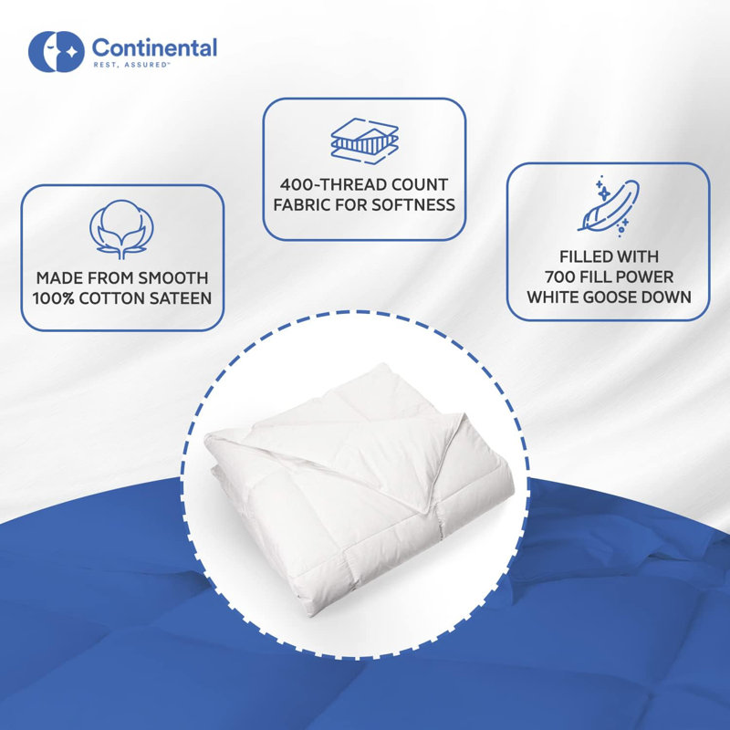 Serenity 700 Fill Power White Goose Down European Duvet Insert -  All Year Weight Duvet, Full