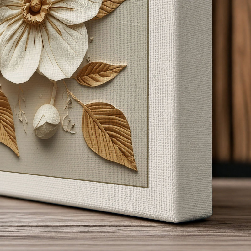 Sculptural Garden Botanical - Wrapped Canvas, 30x20 - 76.2 x 50.8 cm, Cream Border