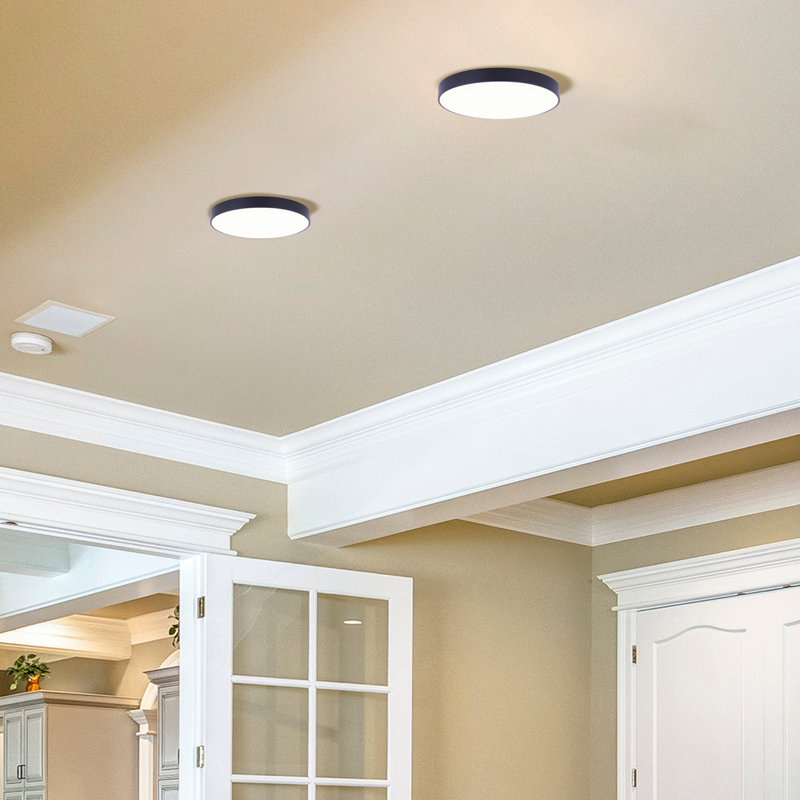 Black LED Edgeless Flush Mount, 1" H x 6.1" W x 6.1" D, Yes, Matte Black
