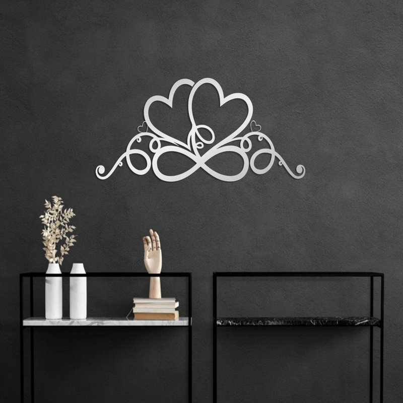 Coeurs et infini, décoration murale en métal Love Art avec votre texte personnalisé pour mariage, cadeau de la Saint-Valentin