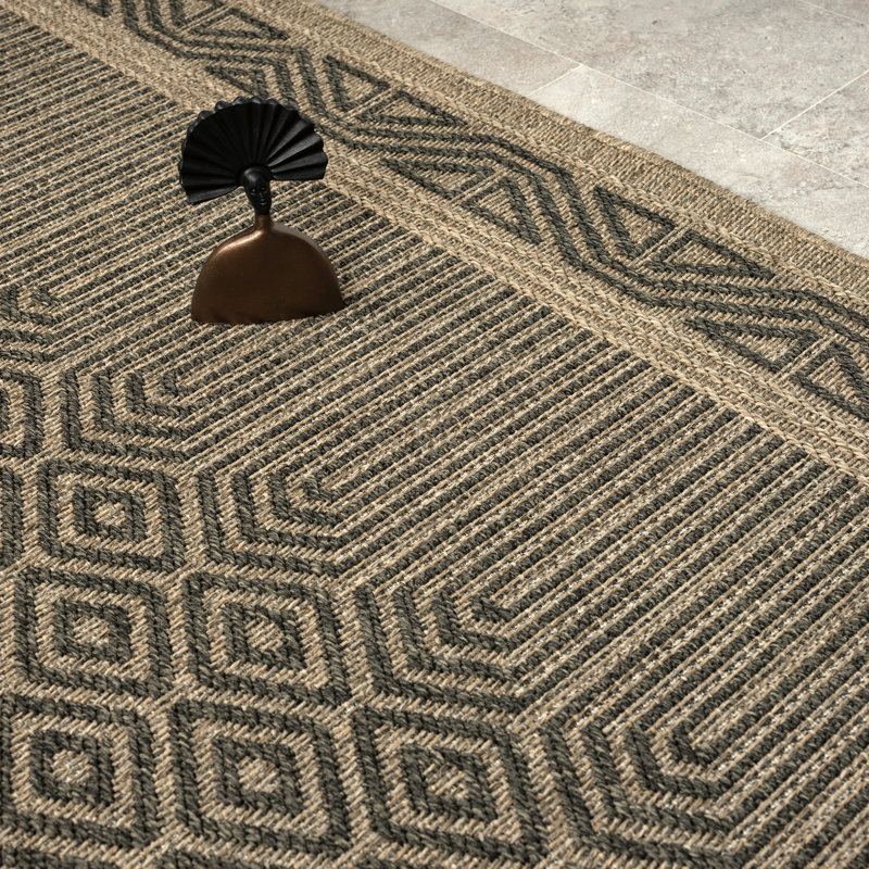 Abani Rugs Magdaleno PAT140A Outdoor Grey Beige Geometric Area Rug, Rectangle 3'10" x 6'