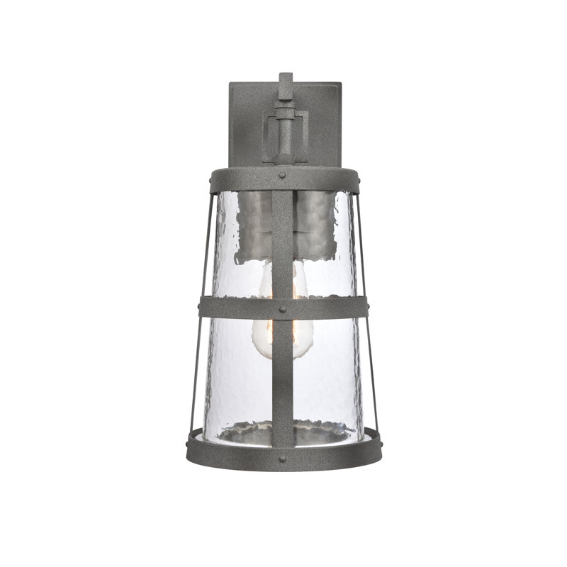 Applique murale d'extérieur 1 lumière de 14 po de hauteur Dakota - Zinc vieilli, H 14 po x l 7 po x P 8 po