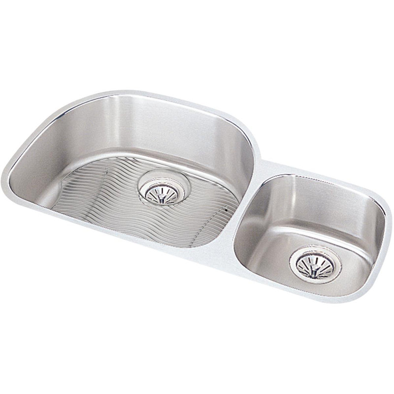 Lustertone 36.25" L x 21.125" W Double Basin Undermount Kitchen Sink Kit