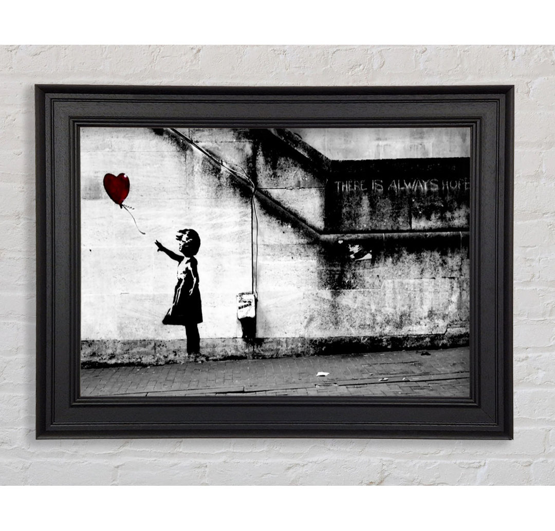 Red Heart Balloon Girl Gerahmter Druck