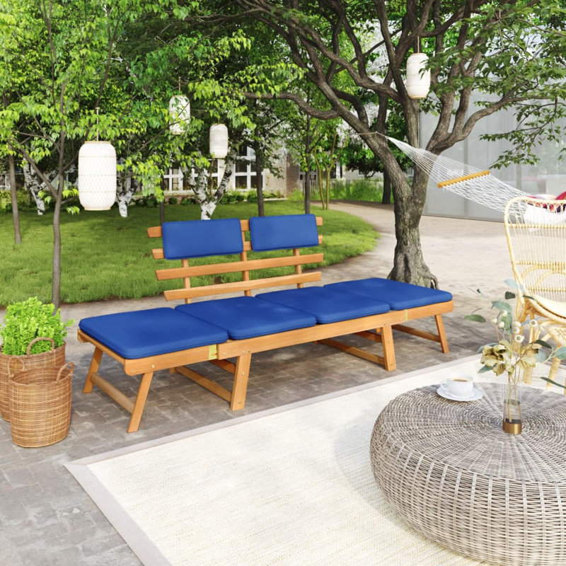 Banc de jardin en bois, Brun, Bleu