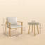 Ensemble bistro de style nordique 3 pièces avec fauteuils confortables et table ronde en acier, parfait pour les petits espaces extérieurs