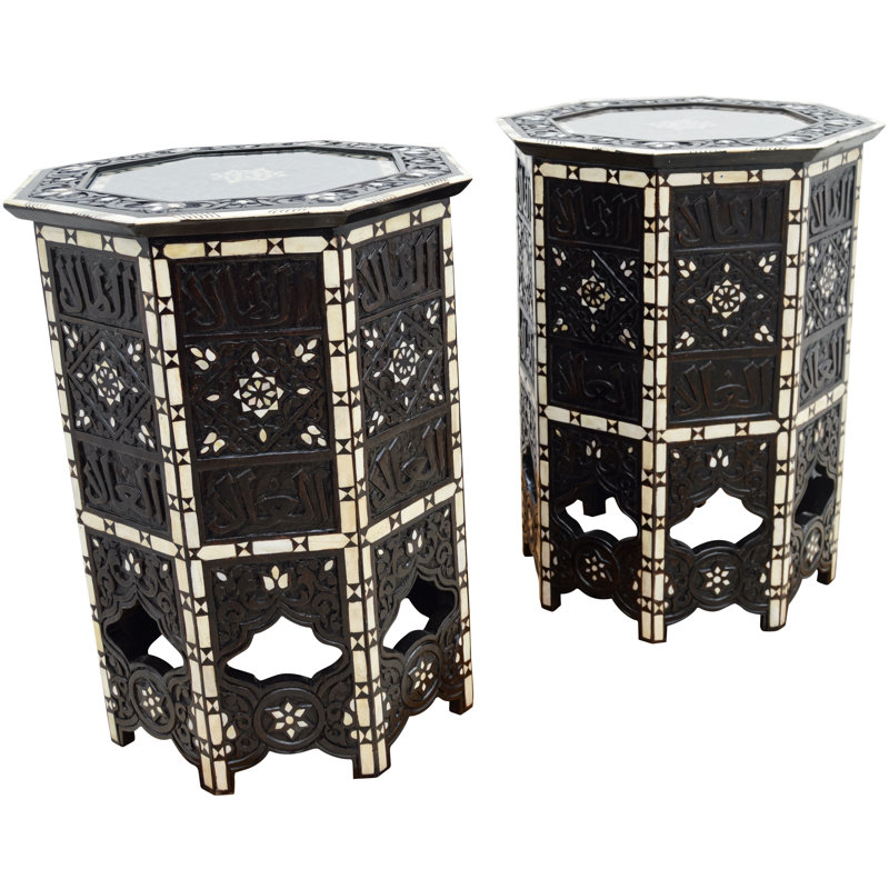Syrian Glass End Table, Black