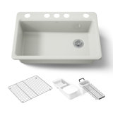 Riverby 33" x 22" x 9-5/8" Under-Mount Single-Bowl Kitchen Sink with Accessories