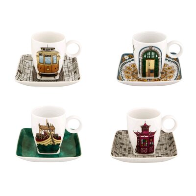 Alma De Porto 4 Piece Coffee Mug and Saucer Set -  Vista Alegre, 21114196