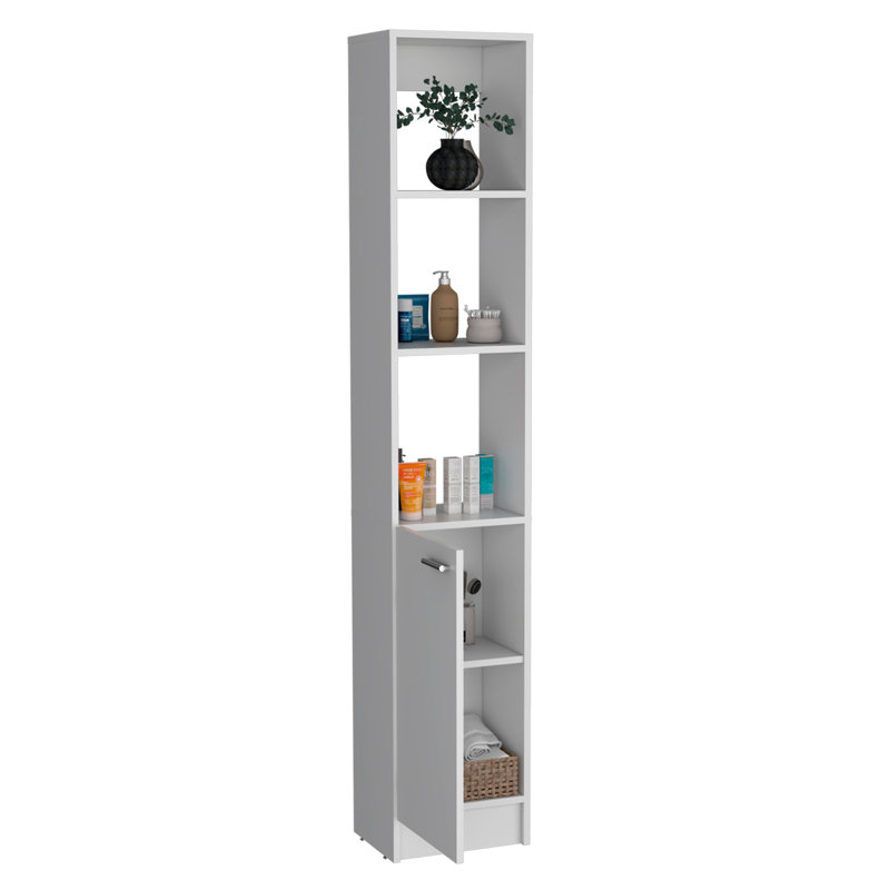 Parks Linen Bathroom Storage Cabinet With One Doors, Tall Bathroom Cabinet With 6 Shelves, For Bathroom, Living Room, Kitchen