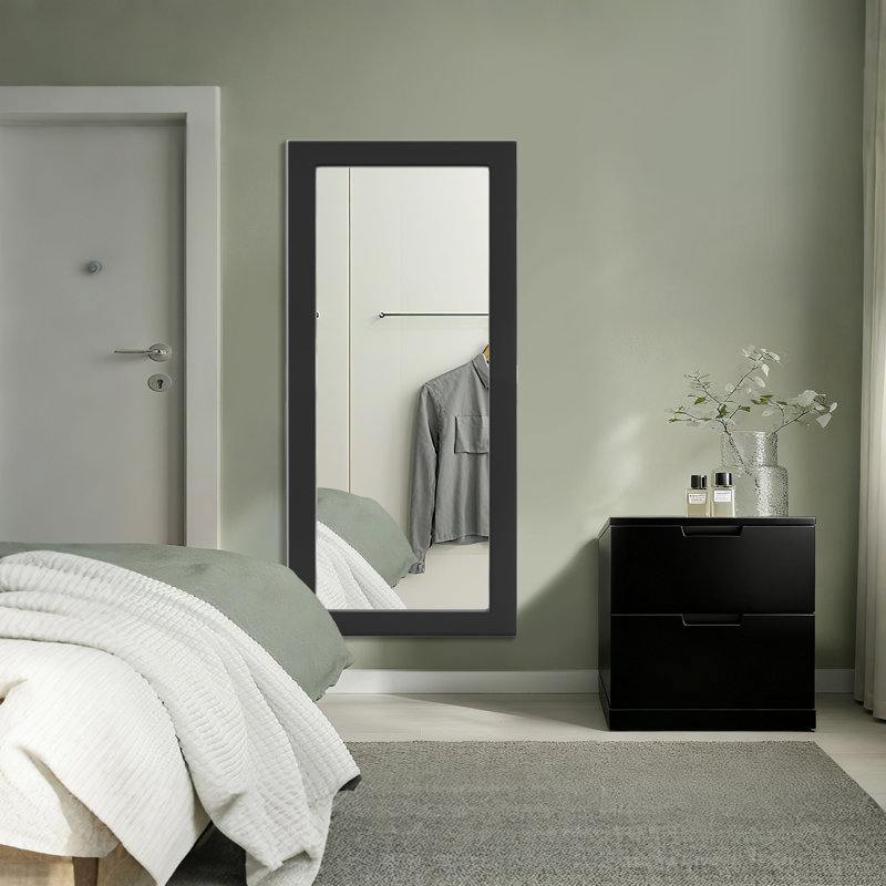 Miroir mural en bois surdimensionné pleine grandeur, 65 po x 30 po, Noir