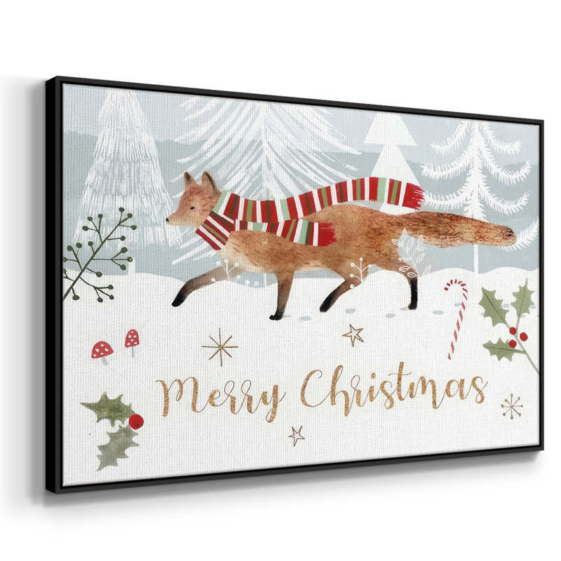 Woodland Christmas Collection A, reproduction d'art sur toile, H 25 po x l 37 po x P 1,5 po, Cadre noir