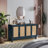 Rattan Door Storage Cabinet With Adjustable Shelves