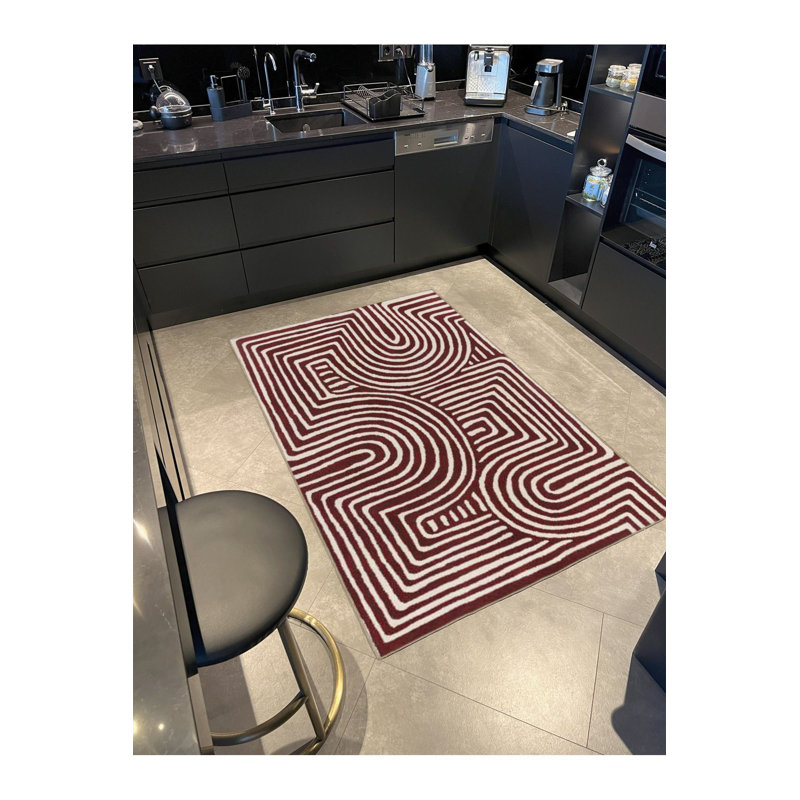 Tapis décoratif à motif tourbillon moderne, Sous-tapis rectangulaire 4 pi 7 po x 6 pi 7 po inc