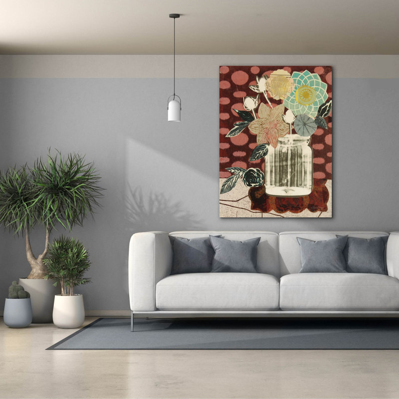 «Floral Fling I Cream» par Candra Boggs, art mural sur toile, H 54 po x l 40 po x P 1,5 po
