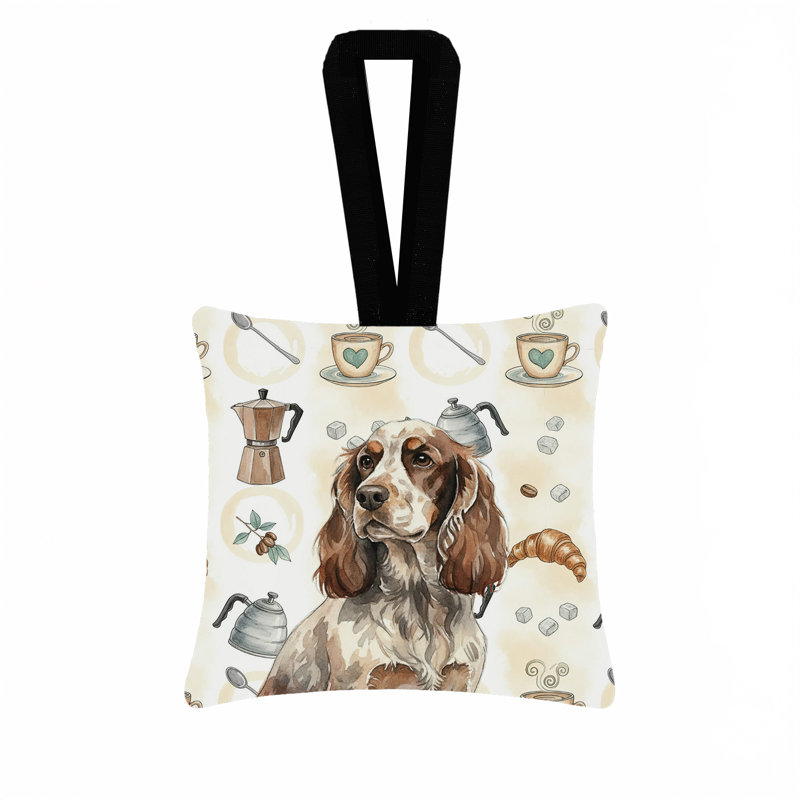 Ornement carré en tissu 3,5 x 3,5, English Cocker Spaniel Liver Roan