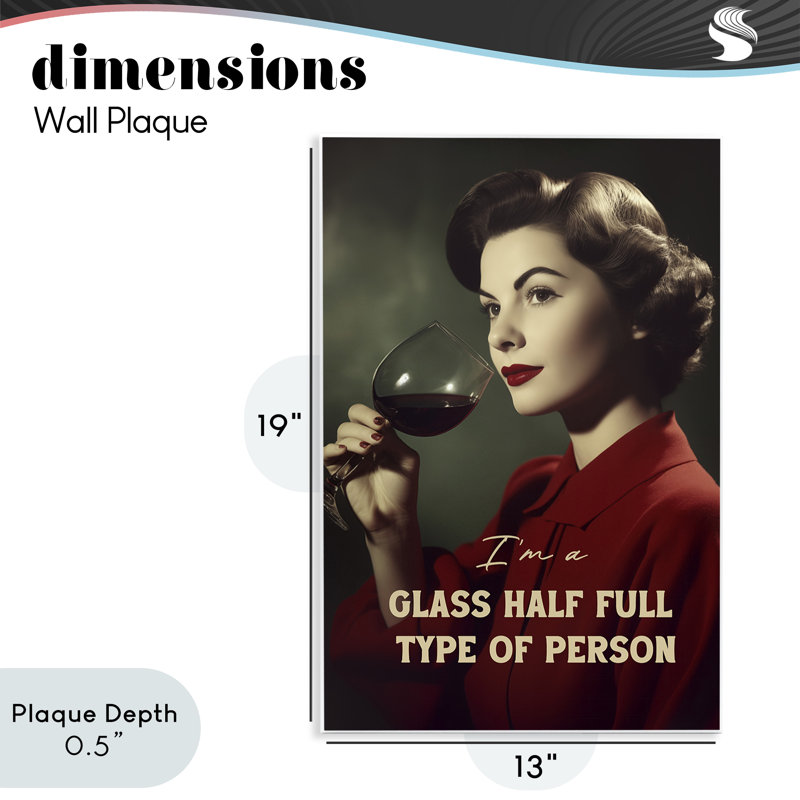 Plaque murale en verre à moitié pleine, design par Andreas Magnusson, H 19 po x l 13 po