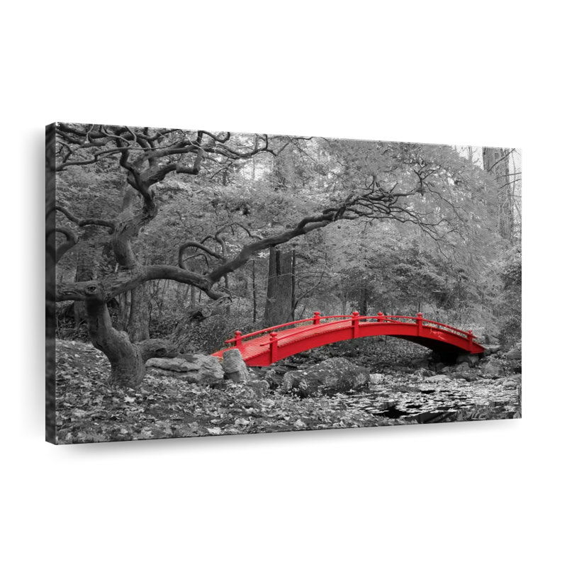 Pont de jardin japonais Pop sur impression sur toile, H 34 po x l 51 po x P 1,25 po