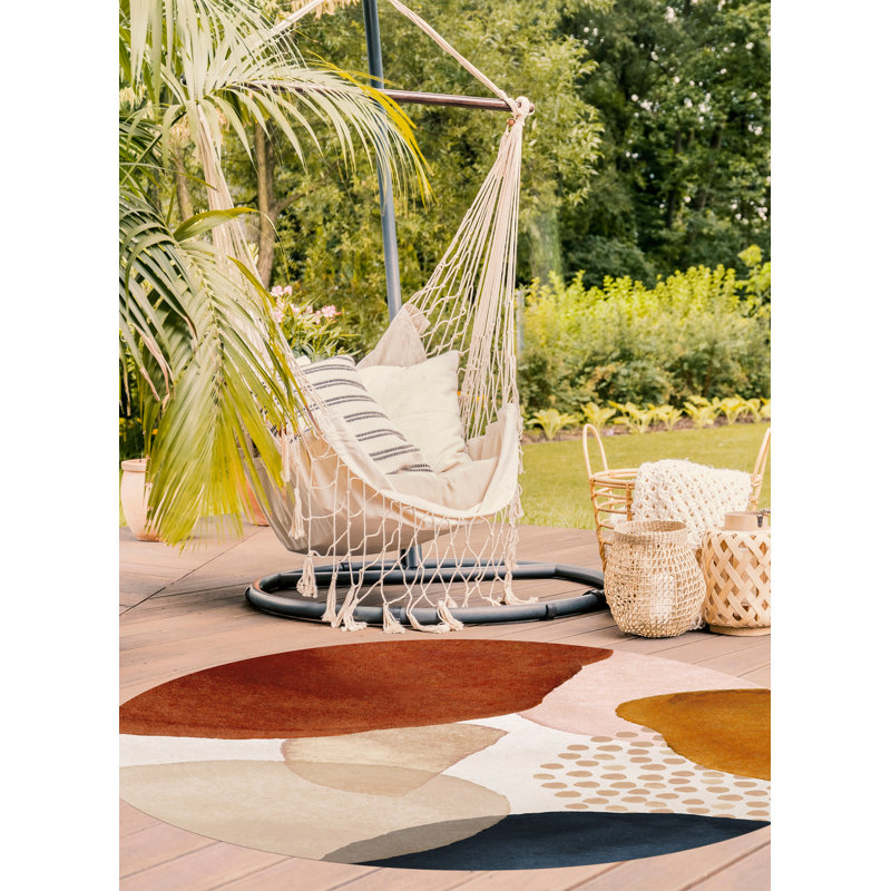 Soliel Abstract Vinyl Machine Printed Area Rug, Round 150cm