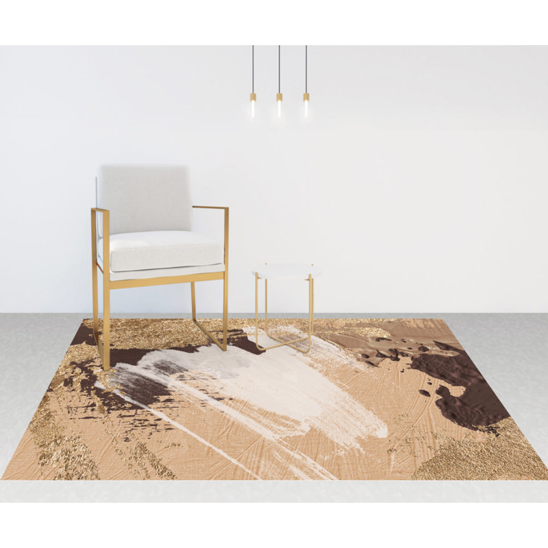Daniah Vinyl Machine Printed Area Rug, Rectangle 5'3" x 7'10.5"