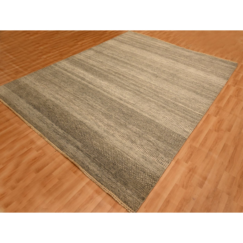 Tapis oriental rectangulaire gris en laine noué à la main 8 pi 0 po x 10 pi 3 po - MOA10276178