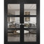 Portes doubles intérieures françaises pleines Lucia 2555 Noir mat avec vitrage clair, cadre et finitions en bois massif, idéales pour une chambre ou un dressing. Portes robustes 48 x 80 (2 x 24 x 80). Vitrage clair.