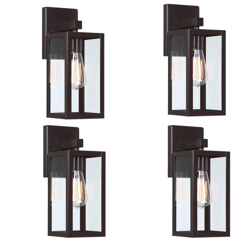 Tornillo Modern Outdoor Wall Light with Clear Glass Shade, 13" H x 5" W x 6" D, Bronze