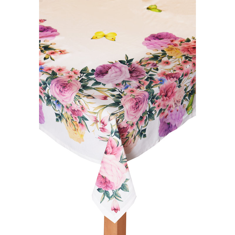 Tyris Floral 100% Cotton Tablecloth, 120"L x 60"W