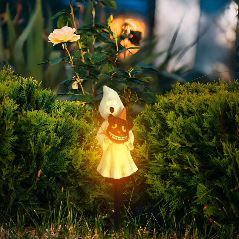 Solar Stake Garden Ghost For Halloween Decorations Outdoor Watertight Lights Stake Of Halloween Patio Tomb Vibes Decoration Floor Insert