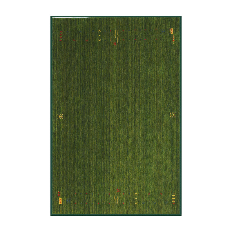 Tapis décoratif vert contemporain, Rectangle 3 pi x 5 pi
