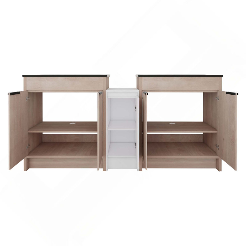 Meuble-lavabo autoportant avec lavabo en céramique noire et armoires de rangement, porte à fermeture douce, ensemble KD