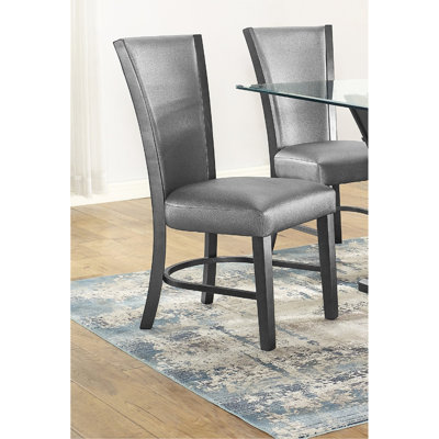 Contemporary Style Dining Side Chairs 2pc, Grey Fabric Upholstery, Black Finish Wood Base, For Area 2pc With Upholstered Seat And Back, Frame, Design