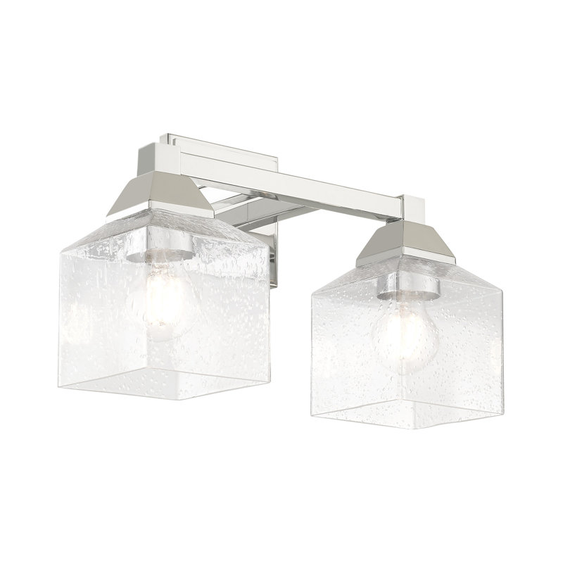 Éclairage pour salle de bain à intensité variable 2 lumières Billington, Chrome poli, Martelée transparente