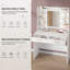 Coiffeuse avec miroir et éclairage à DEL, luminosité réglable, coiffeuse avec tablettes et 2 tiroirs, table de maquillage pour chambre à coucher, salon, 40 x 100 x 149 cm, blanc-424006901
