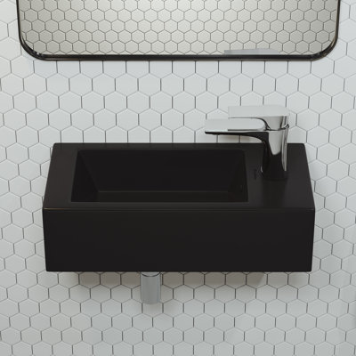 Voltaire Rectangular Ceramic Wall Hung Sink with Faucet Mount