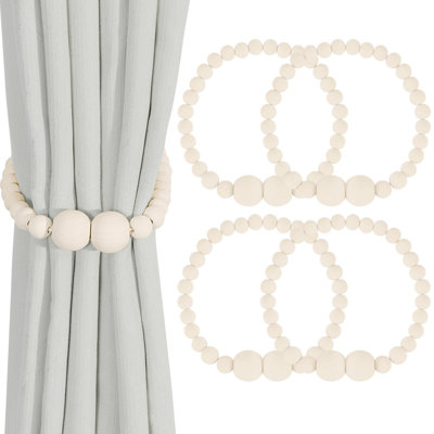 Embrasses de rideaux magnétiques, lot de 4 retenues de rideaux pour rideaux, embrasses de rideaux en perles de bois, attaches de rideaux élégantes pour le décor de chambre à coucher, décor de chambre bohème, décor de chambre de bébé, décor de ferme
