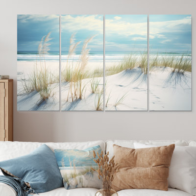 «Ocean Breeze Of Serenity Beach Grass By The Ocean - Coastal Beach Sand», art mural 4 pièces