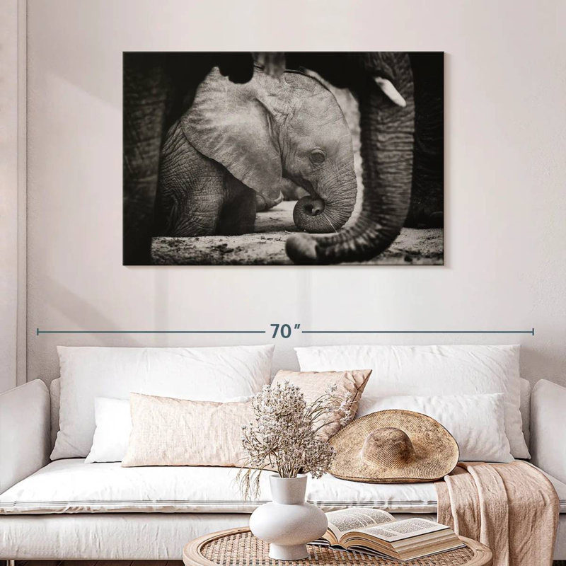 Brampt Napping Baby Elephant, 30" H x 45" W