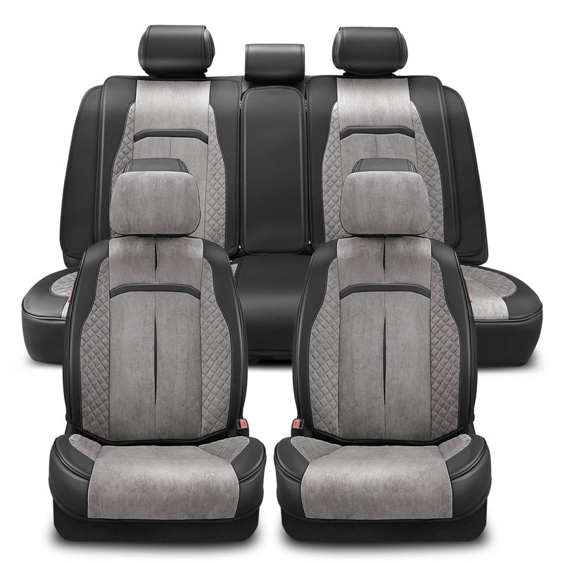Ensemble complet de housses de siège avec appui-tête Voris Series, compatible avec les coussins gonflables, trous d'ouverture réservés, universel pour les voitures