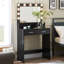 Bureau de coiffeuse avec miroir et lumières, coiffeuse avec grand tiroir, commode de rangement à 2 niveaux et 3 modes d'éclairage à luminosité réglable, convient à la chambre à coucher (noir)-10999268