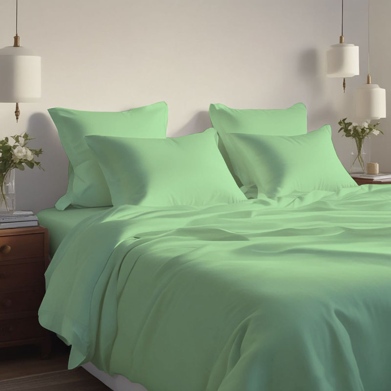Ensemble de draps rafraîchissant et respirant Hotel Luxurious, Ensemble de draps pour lit double + 4 taies d'orei, Mint