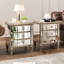 3 Drawers Vintage Mirrored Bedside Table Set of 2