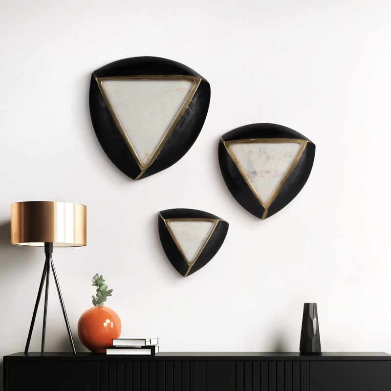 Décoration murale 3 pièces Brayden Studio® 3/11/14 po Dayton, aluminium, gris, style contemporain et moderne