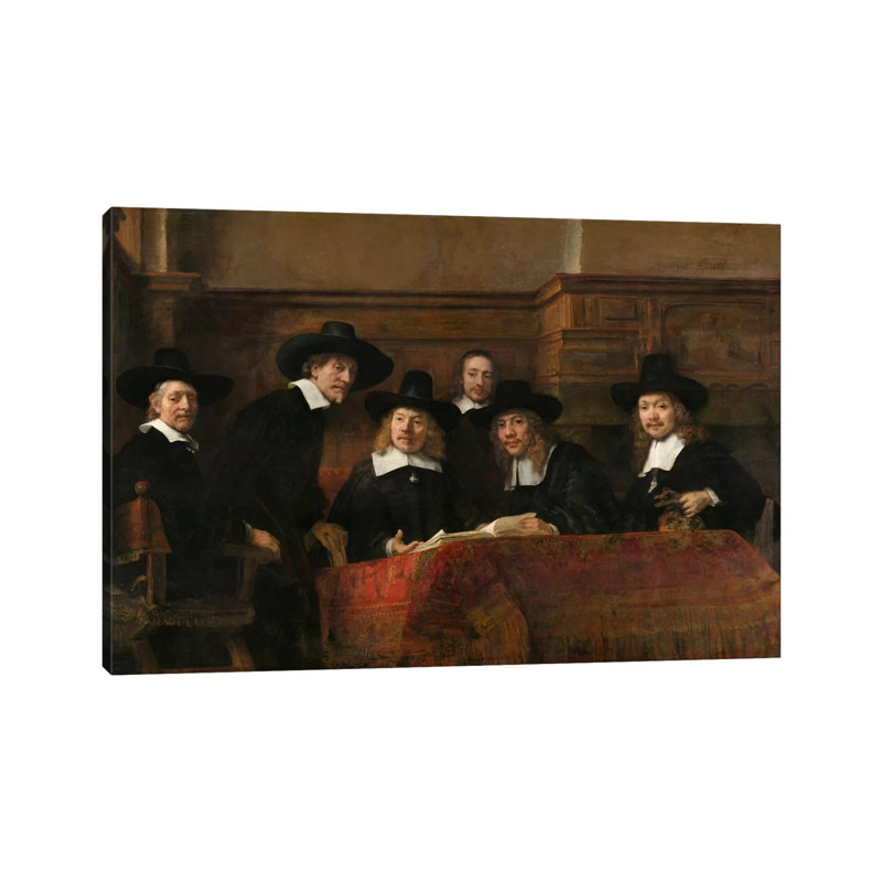 The Sampling Officials Or Syndics Of The Drapers' Guild by Rembrandt Van Rijn - Wrapped Canvas Print