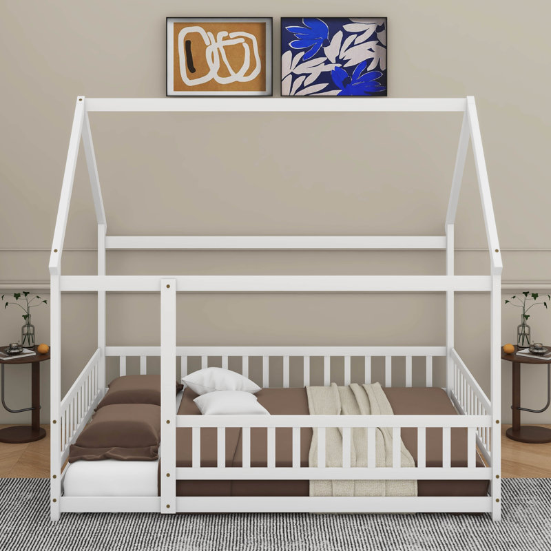 Lit en bois Asahn, Lit double, Blanc