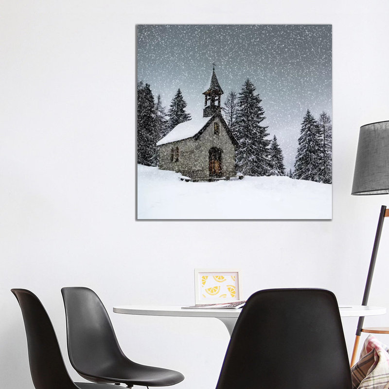 Bavarian Winters Tale Anna Chapel by Melanie Viola - Print on Canvas, Wrapped Canvas, 93.98 cm H x 93.98 cm W x 1.91 cm D